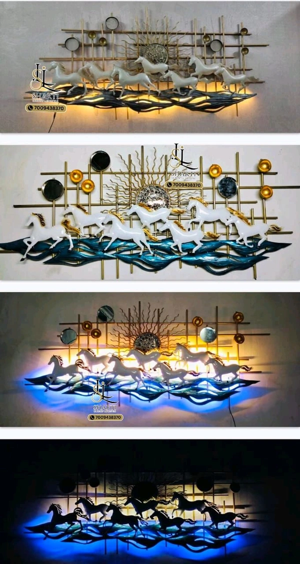 Wall Art 7 Horse's New Article K01 - Size 56 X 26 Inch