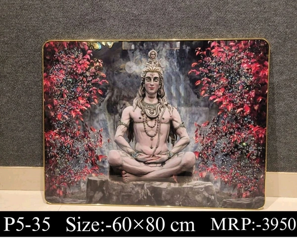Crystal Painting Lord Shiva  - Size 24 X 16  Inch