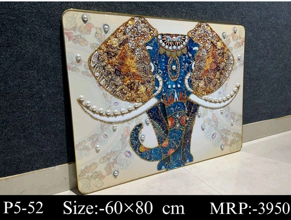 Crystal Painting Elephant Face  - Size 24 X 16 Inch