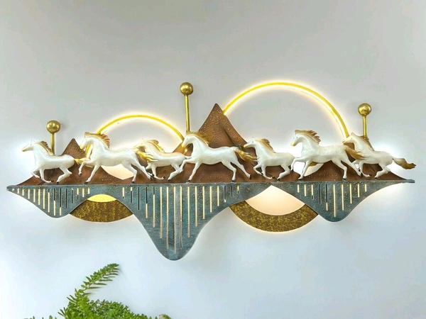 7 Horse's With LED Lights H - White, Size 55 X 28 Inch