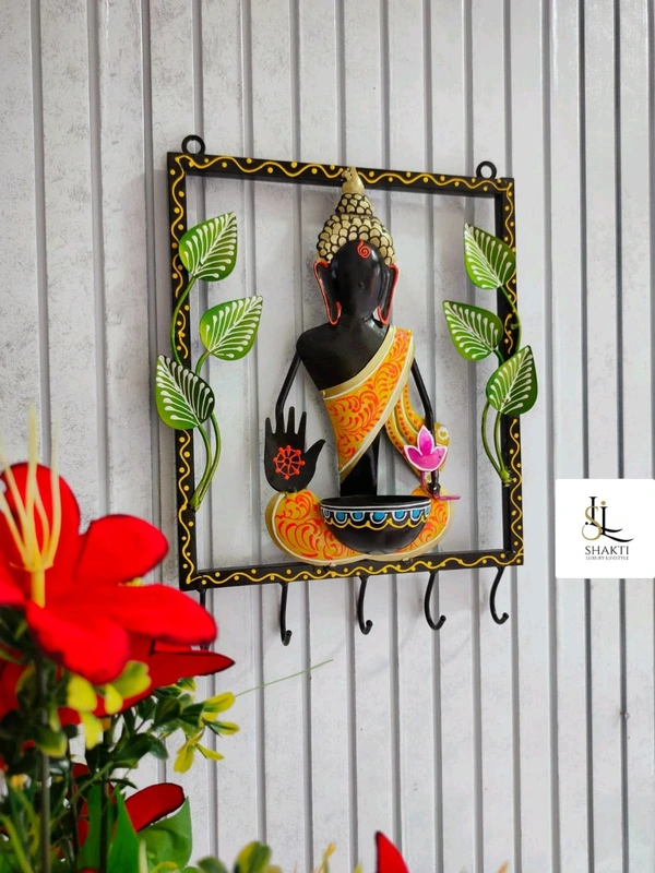 Buddha frame T-light with key hanging - Size 14 x 12 inch