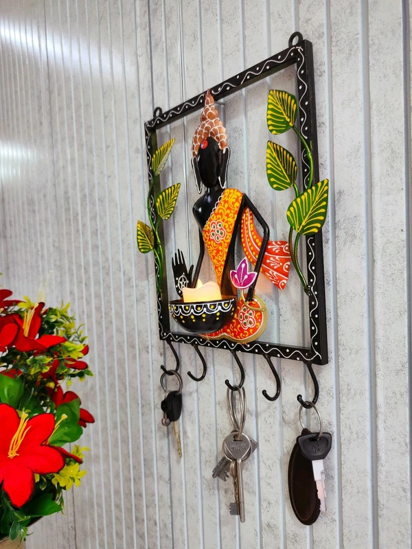 Buddha frame T-light with key hanging - Size 14 x 12 inch
