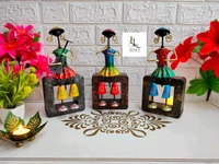 Mini doll on wooden stand 3pc set - Size 13 x 15 inch