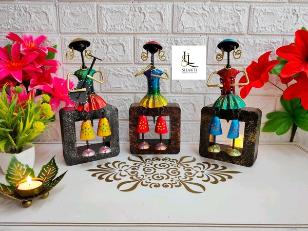 Mini doll on wooden stand 3pc set - Size 13 x 15 inch