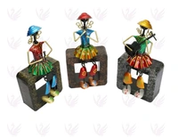 Mini doll on wooden stand 3pc set - Size 13 x 15 inch
