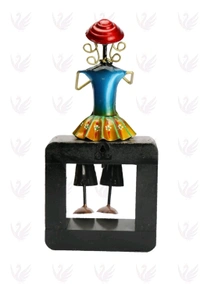 Mini doll on wooden stand 3pc set - Size 13 x 15 inch