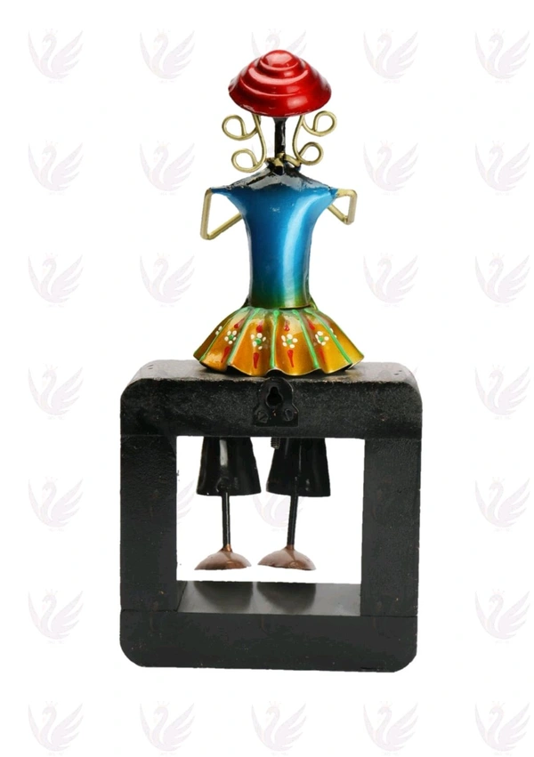 Mini doll on wooden stand 3pc set - Size 13 x 15 inch