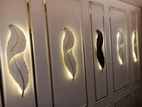 Feather 1pc In Metal With LED Light  - Size - 34 X 8.5 Inch, White