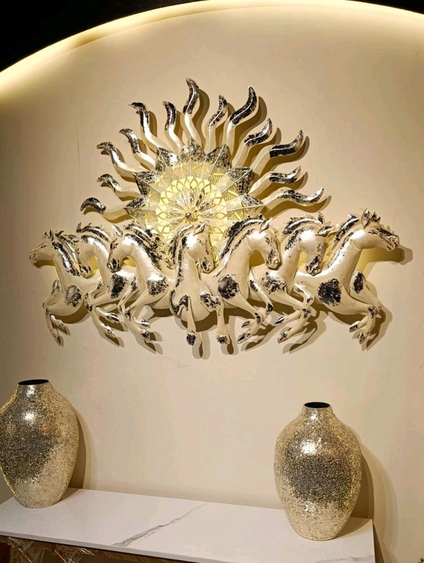 7 Horse Wall Art With LED Light White Collor