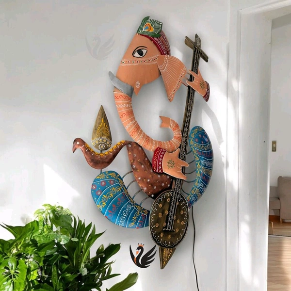 Veena Ganesha LED Wall Art - Size - 24 X 35 Inch