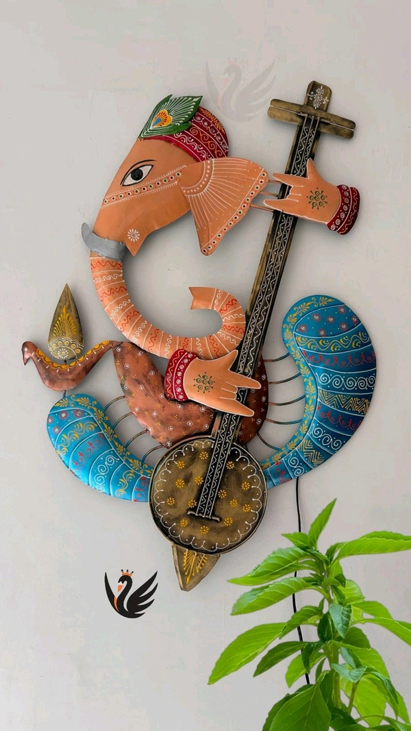 Veena Ganesha LED Wall Art - Size - 24 X 35 Inch