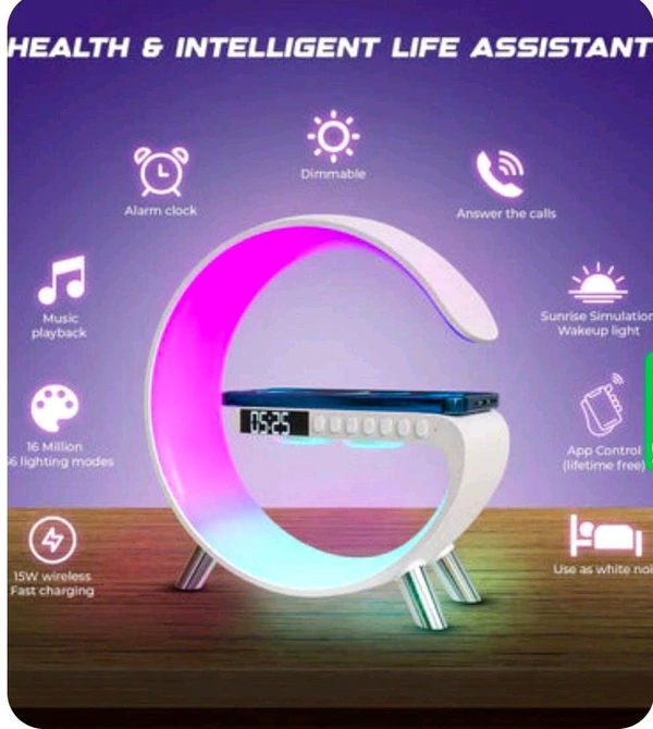 G-shape LED wireless charging speaker lamp