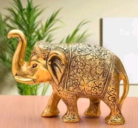 Elephant 2pc Set Golden Antique  - Size 6 Inch