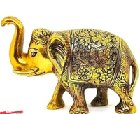 Elephant 2pc Set Golden Antique  - Size 6 Inch