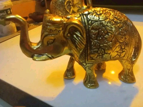 Elephant 2pc Set Golden Antique  - Size 6 Inch