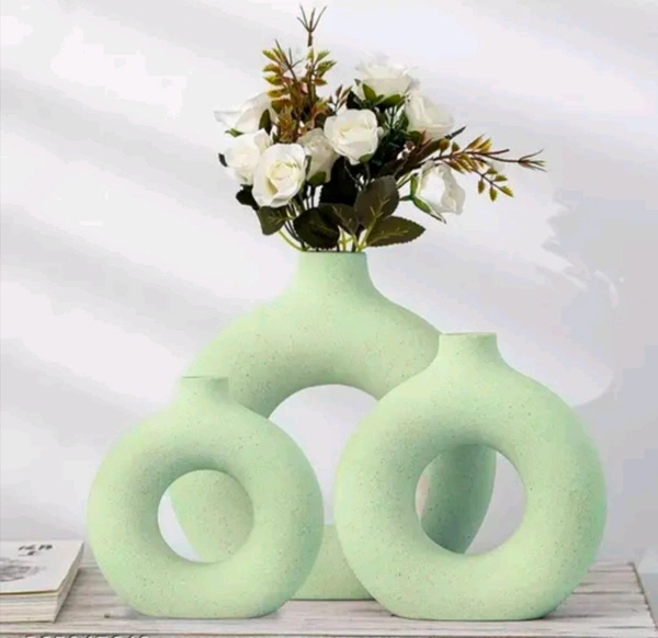 Ceramic Green Donut Pots 3pc Set