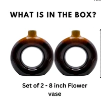 Brown Ceramic Donut Vase 2pc Set
