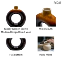 Brown Ceramic Donut Vase 2pc Set