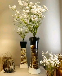 Ceramic Bottel Shape Vase 2pc Set  - Size 8 Inch