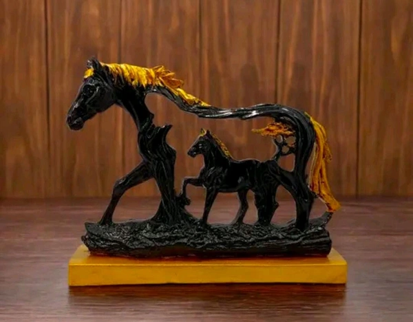 Horse Statue Table Decor  - Size 11 X 9 Inch, Black