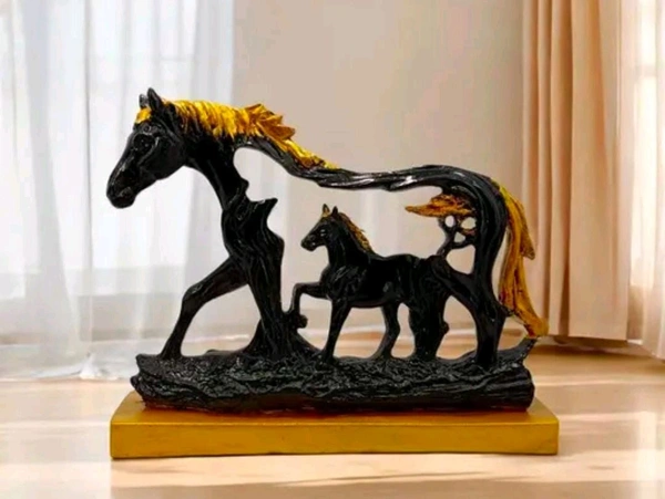 Horse Statue Table Decor  - Size 11 X 9 Inch, Black