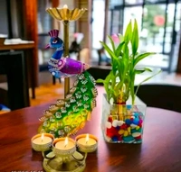 Metal Peacock Tea-light  - Size 12 X 6 Inch