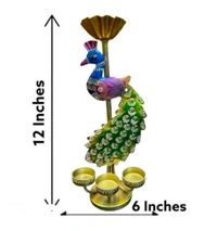 Metal Peacock Tea-light  - Size 12 X 6 Inch