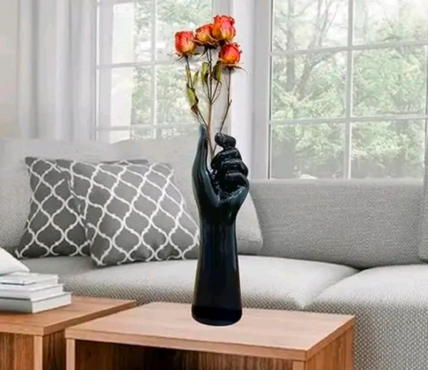 Love Hand Flower Vase 1pc - Black, Size 10 Inch