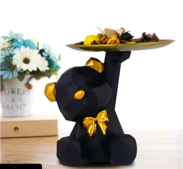 Resin Cool Bear Showpiece Black  - Black, Size 7 Inch
