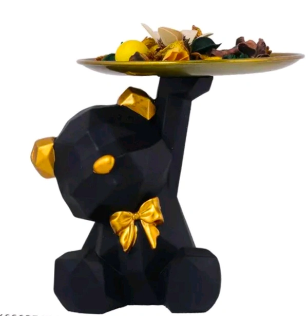 Resin Cool Bear Showpiece Black  - Black, Size 7 Inch