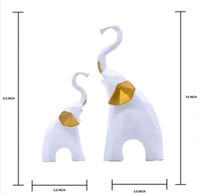 Ceramic Elephant Showpiece Set Of 2pc - White