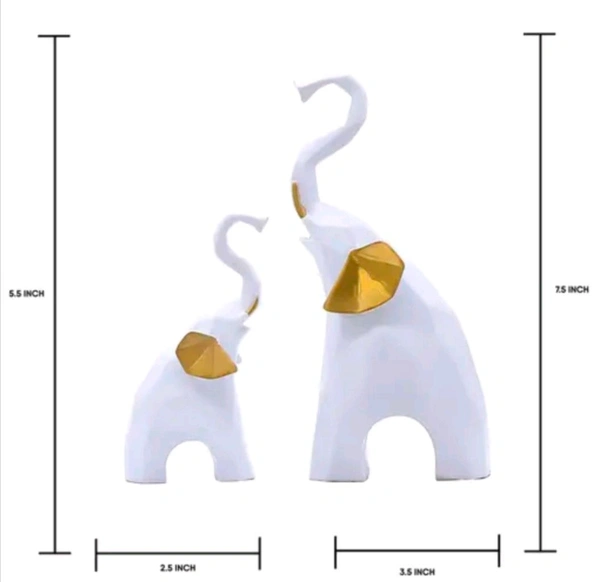 Ceramic Elephant Showpiece Set Of 2pc - White