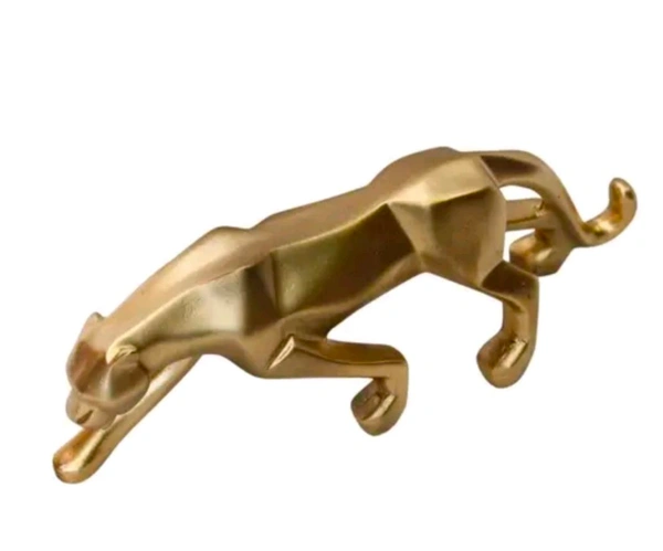 Resin Golden Jaguar Showpiece  - Size - 10 X 4 Inch