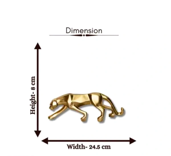 Resin Golden Jaguar Showpiece  - Size - 10 X 4 Inch