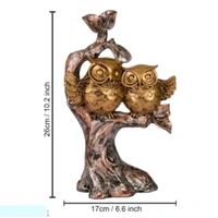 Resin Owl Couple On Tree  - Size 10 X 7 Inch