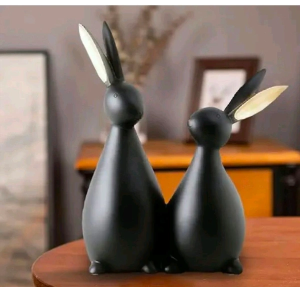 Resin Rabbit Couple Black 