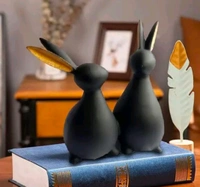 Resin Rabbit Couple Black 