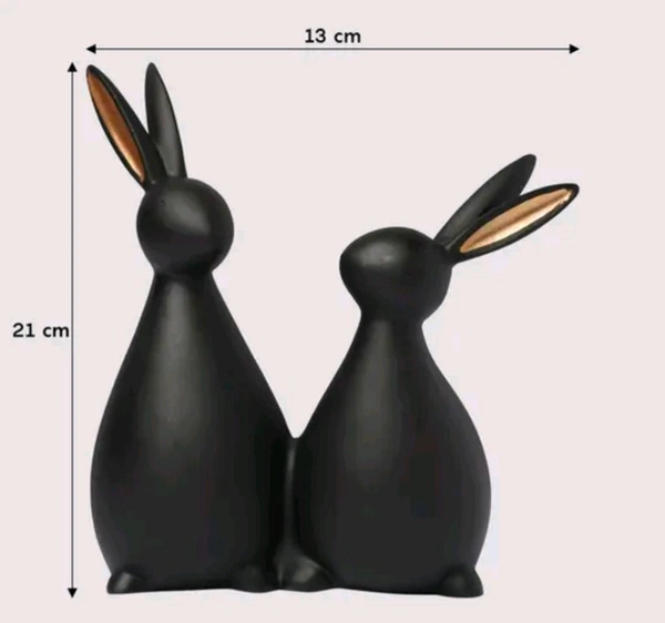 Resin Rabbit Couple Black 