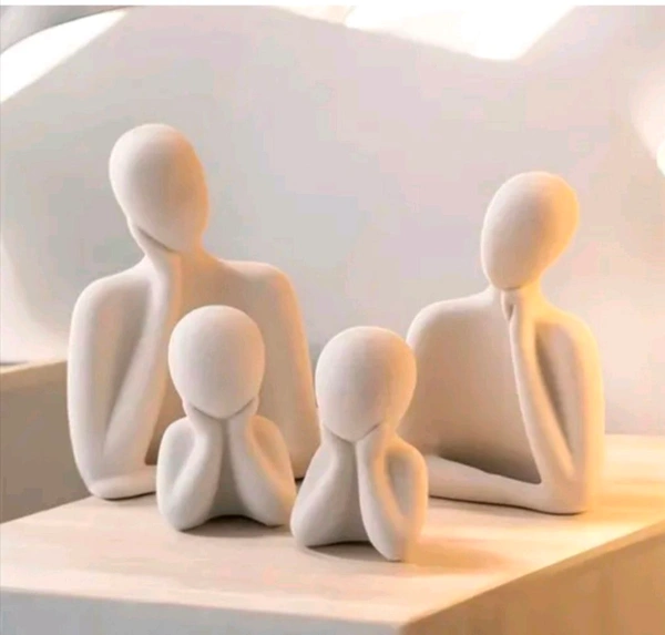 Resin Couple Family Showpiece White 