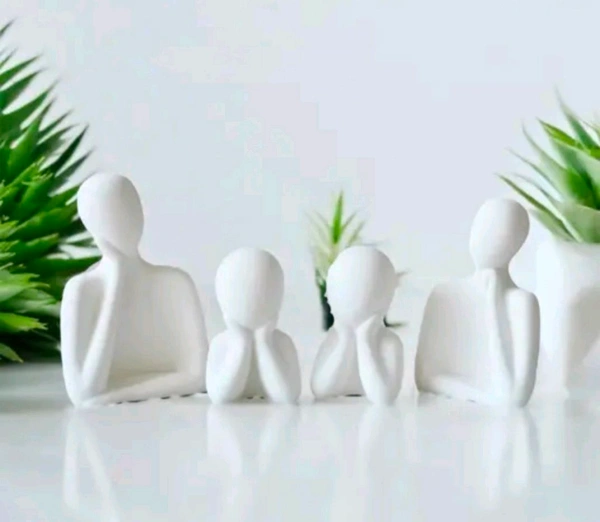 Resin Couple Family Showpiece White 
