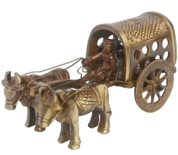Metal Bull Cart Showpiece 