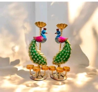 Metal Peacock T-llight 2pc Set