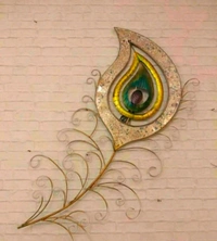 Peacock Feather Wall Art With LED - Size 24 X 48 Inch