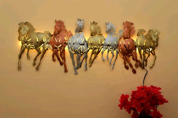 7 Horse Multicolored With LED Light  - Size 42 X 17 Inch