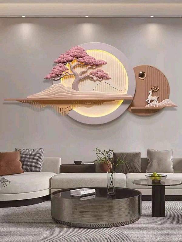 Wall Art With LED Light Sun2 - Size 50 X 24 Inch