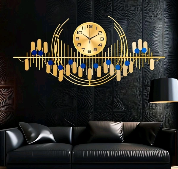 Wall Art With Clock Sun19 - Size 24 X 48 Inch