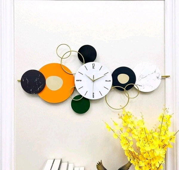 Wall Art With Clock Sun20 - Size 24 X 45 Inch