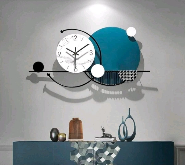 Wall Art With Clock Sun21 - Size 24 X 48 Inch