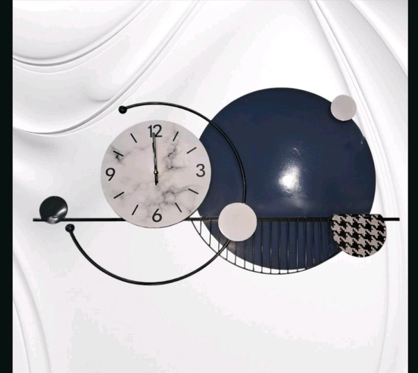 Wall Art With Clock Sun21 - Size 24 X 48 Inch