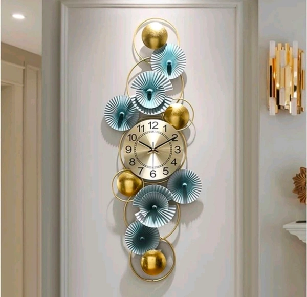 Wall Art With Clock Sun25 - Size 24 X 48 Inch